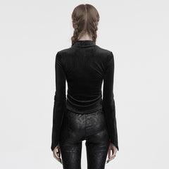 OT-983TCF Gothic T-Shirts Black Velvet Top Red Symbolic Design