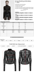 OT-990TCF Gothic T-Shirts Sheer Black Cross Pattern Long Sleeve