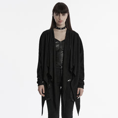 OY-1707ZDF Edgy Draped Black Punk Jackets with Textured Design