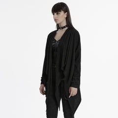 OY-1707ZDF Edgy Draped Black Punk Jackets with Textured Design