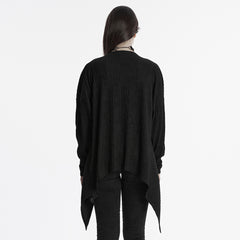 OY-1707ZDF Edgy Draped Black Punk Jackets with Textured Design