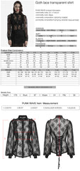 OY-1710CCF Black Lace Gothic Shirts Sheer Victorian Long Sleeve Blouse