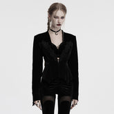 OY-1728XCF Gothic Jacket Velvet Lace Trim Fitted Long Sleeve Blazer