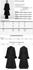 OY-1740ECF Luxurious Gothic Coat Long Black Fur Trim Belted