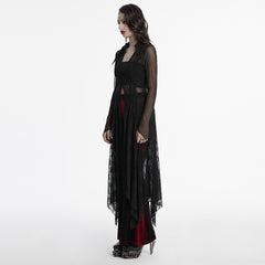 OY-1741XCF Gothic Lace Sheer Long Coat with Dramatic Hemline