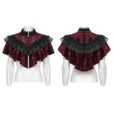 OY-1750DPF Gothic Accessories Velvet Lace Ruffled Capelet Collar Scarf