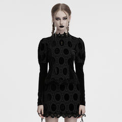 OY-1752CCF Dark Velvet Lace Gothic Shirts Vintage Style Womenswear
