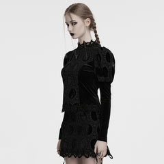 OY-1752CCF Dark Velvet Lace Gothic Shirts Vintage Style Womenswear