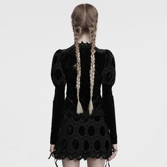 OY-1752CCF Dark Velvet Lace Gothic Shirts Vintage Style Womenswear