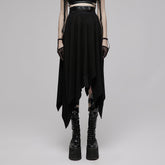 OPQ-1222BQF Asymmetrical Gothic Skirt High Waist Layered Hemline Black