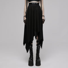 OPQ-1222BQF Asymmetrical Gothic Skirt High Waist Layered Hemline Black