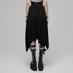 OPQ-1222BQF Asymmetrical Gothic Skirt High Waist Layered Hemline Black
