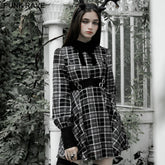 OPQ-875LQF Plaid court collect waist dress?-??Punk Rave Clothing