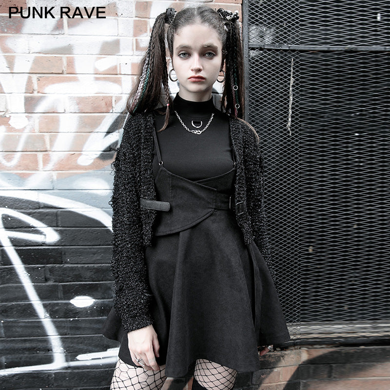 OPQ-881BQF Punk pretend Waist sealing with tight-waist braces overskirt?-??Punk Rave Clothing