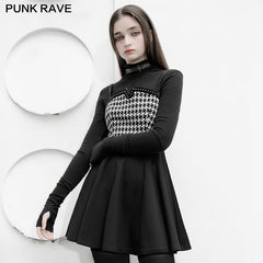 OPQ-882LQF Swallow gird stitching suspenders punk little black dress?-??Punk Rave Clothing