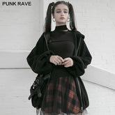 OPQ-892DQF PUNK series mesh stitched plaid high-waisted skirt?-??Punk Rave Clothing
