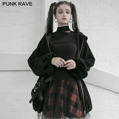 OPQ-892DQF PUNK series mesh stitched plaid high-waisted skirt?-??Punk Rave Clothing
