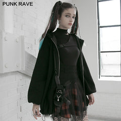 OPQ-892DQF PUNK series mesh stitched plaid high-waisted skirt?-??Punk Rave Clothing