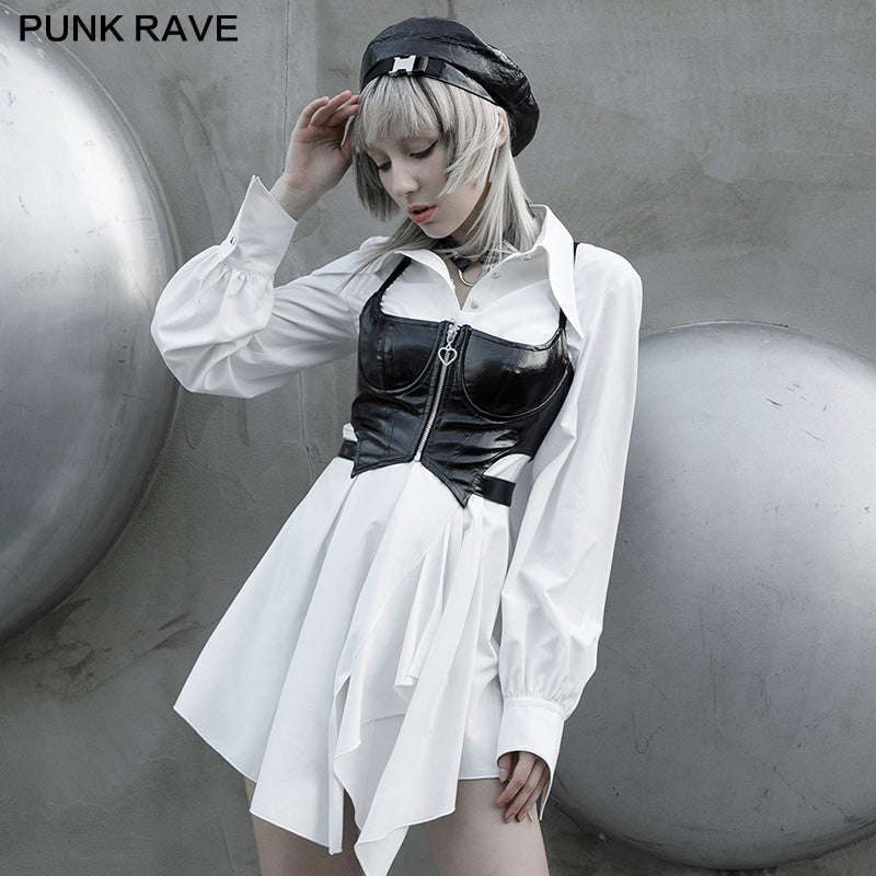 OPQ-934LQF Asymmetric lower hem shirtdress?-??Punk Rave Clothing