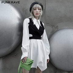 OPQ-934LQF Asymmetric lower hem shirtdress?-??Punk Rave Clothing