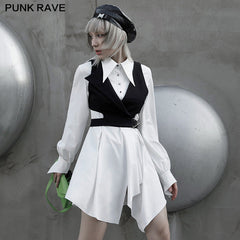 OPQ-934LQF Asymmetric lower hem shirtdress?-??Punk Rave Clothing