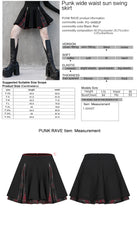 OPQ-948BQF Gothic Black Punk Skirt Plaid Trim Zipper Accent Design