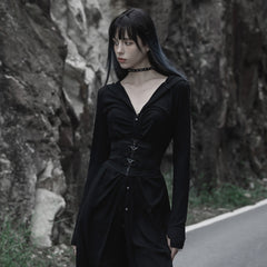 OPS-250YDF Gothic Corset Black Lace-up Waist Cincher Belt