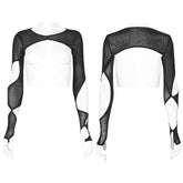 OPS-262SSF Punk Dresses Black Sheer Cutout Arm Cover Bolero Shrug