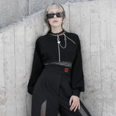 OPT-544DQF Gothic Crop Jacket Double Zipper Cropped Punk Hoodie?-??Punk Rave Clothing