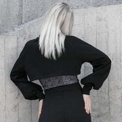 OPT-544DQF Gothic Crop Jacket Double Zipper Cropped Punk Hoodie?-??Punk Rave Clothing