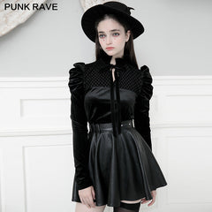 OPT-545TCF Velvet bow shirt?-??Punk Rave Clothing