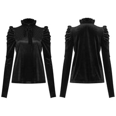 OPT-545TCF Velvet bow shirt?-??Punk Rave Clothing