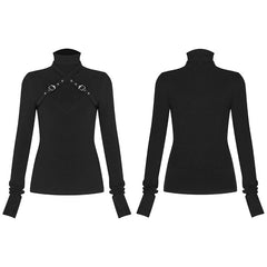 OPT-552TCF Punk cross-shoulder strap long sleeve T-shirt?-??Punk Rave Clothing