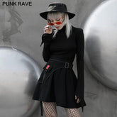 OPT-572TCF Collor padded shoulders Slim long sleeve t-shirt?-??Punk Rave Clothing