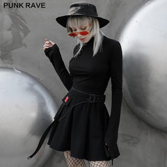 OPT-572TCF Collor padded shoulders Slim long sleeve t-shirt?-??Punk Rave Clothing