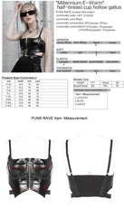 OPT-574DQF Sleek Black Punk Corset Half-Cup Zip Front Top?-??Punk Rave Clothing
