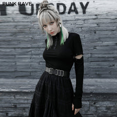 OPT-575DQF Removable sleeves long sleeve t-shirt?-??Punk Rave Clothing