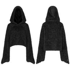 OPT-728WYF Gothic Punk Sweater with Flared Sleeves Hooded Cropped Design