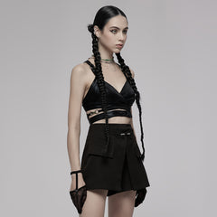 OPT-749BXF Edgy Strappy Leather Harness Top, your ultimate Punk Accessory Edgy Harness Punk Shirts Leather Wrap Crossback Design