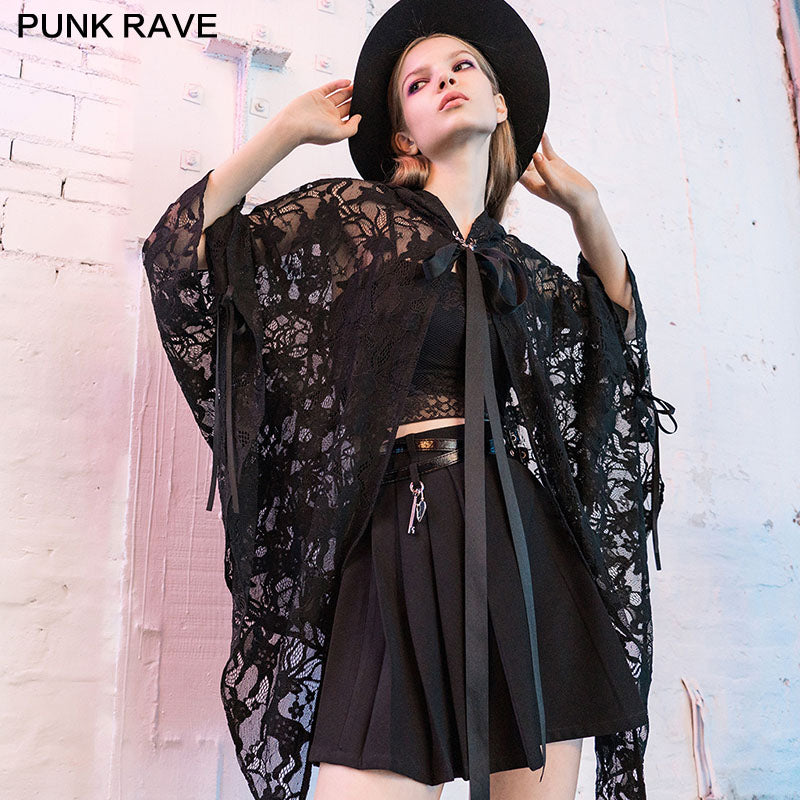 OPY-464ZD Deer pattern brooch decoration Hood cape style lace coat?-??Punk Rave Clothing