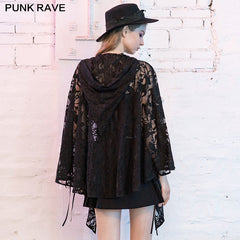 OPY-464ZD Deer pattern brooch decoration Hood cape style lace coat?-??Punk Rave Clothing