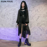 OPY-469XCF long Pointed cap pleat chiffon coat?-??Punk Rave Clothing