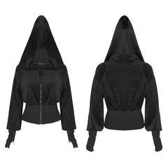 OPY-488XDF Gothic Hooded Sweater with Dramatic Sleeves and Ribbed Waistband