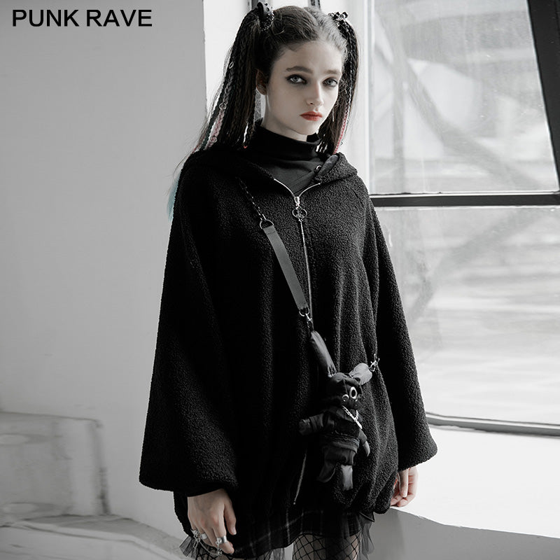 OPY-489XCF Velvet clown hat backpack doll Medium-length coat?-??Punk Rave Clothing