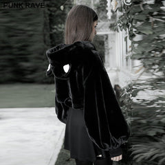 OPY-492XDF Cute ears drawstring cap short coat?-??Punk Rave Clothing