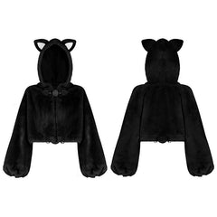 OPY-492XDF Cute ears drawstring cap short coat?-??Punk Rave Clothing