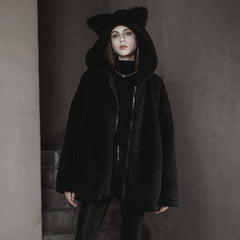 OPY-645XCF Gothic Fleece Punk Coat with Ears Hooded Jacket