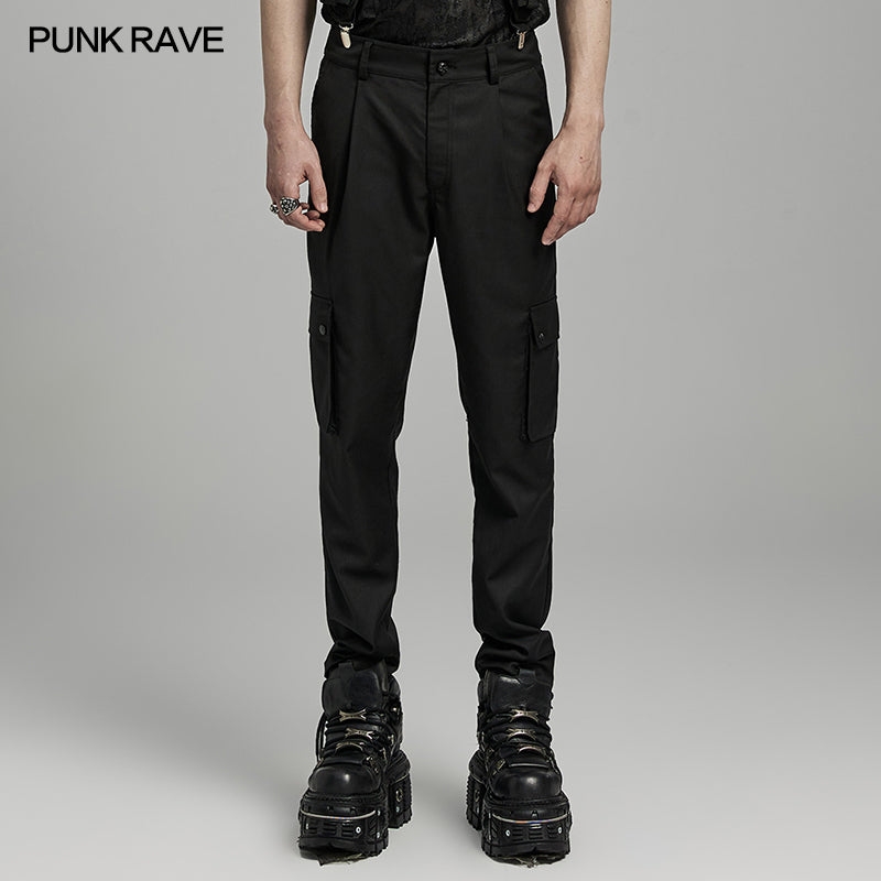 Punk Rave WK-635XCM Minimalist Cargo Darkness Punk Trousers?-??Punk Rave Clothing