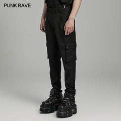 Punk Rave WK-635XCM Minimalist Cargo Darkness Punk Trousers?-??Punk Rave Clothing