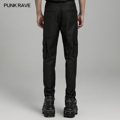 Punk Rave WK-635XCM Minimalist Cargo Darkness Punk Trousers?-??Punk Rave Clothing